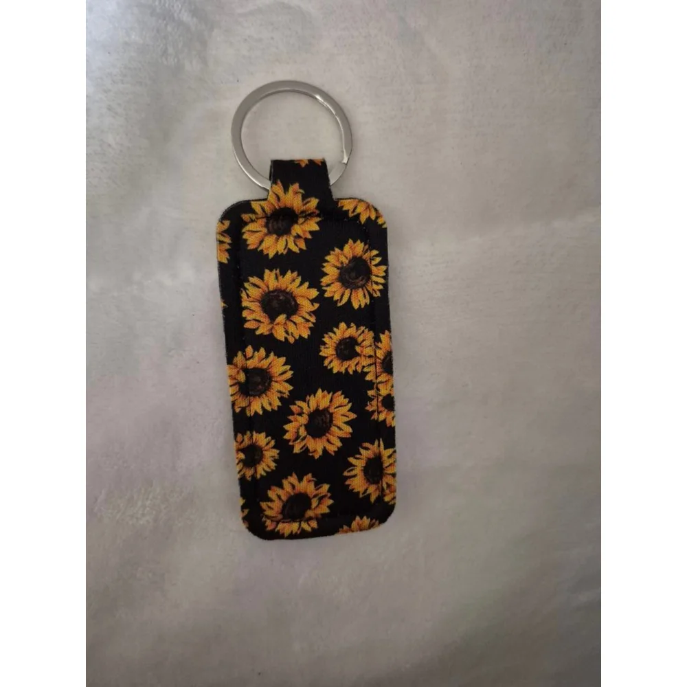 Women's Key & Lip Balm Holder One Size Black Yellow Sunflower